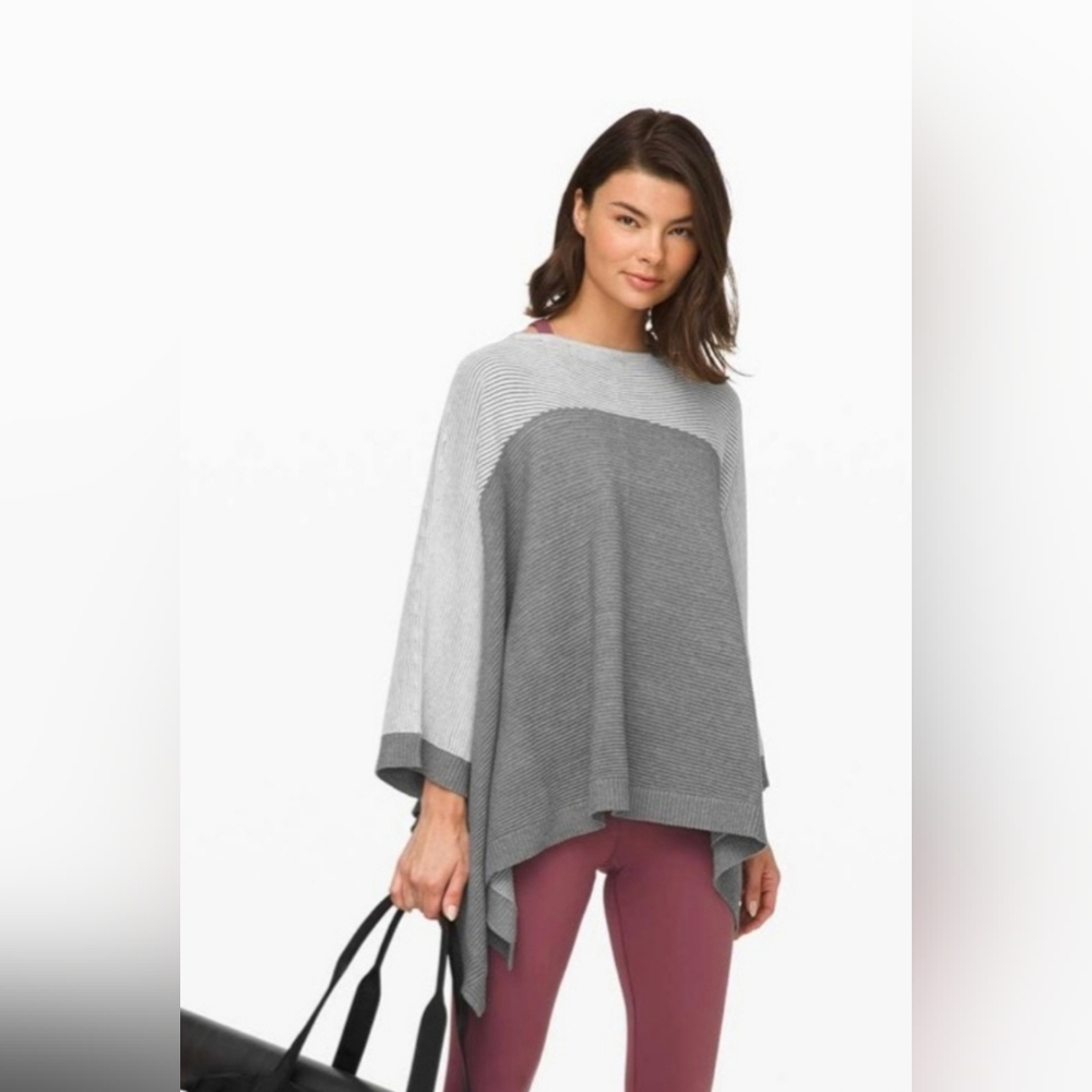 Lululemon Athletica Gray & White Ribbed It‎ All Lines Up Poncho Women’s One Size